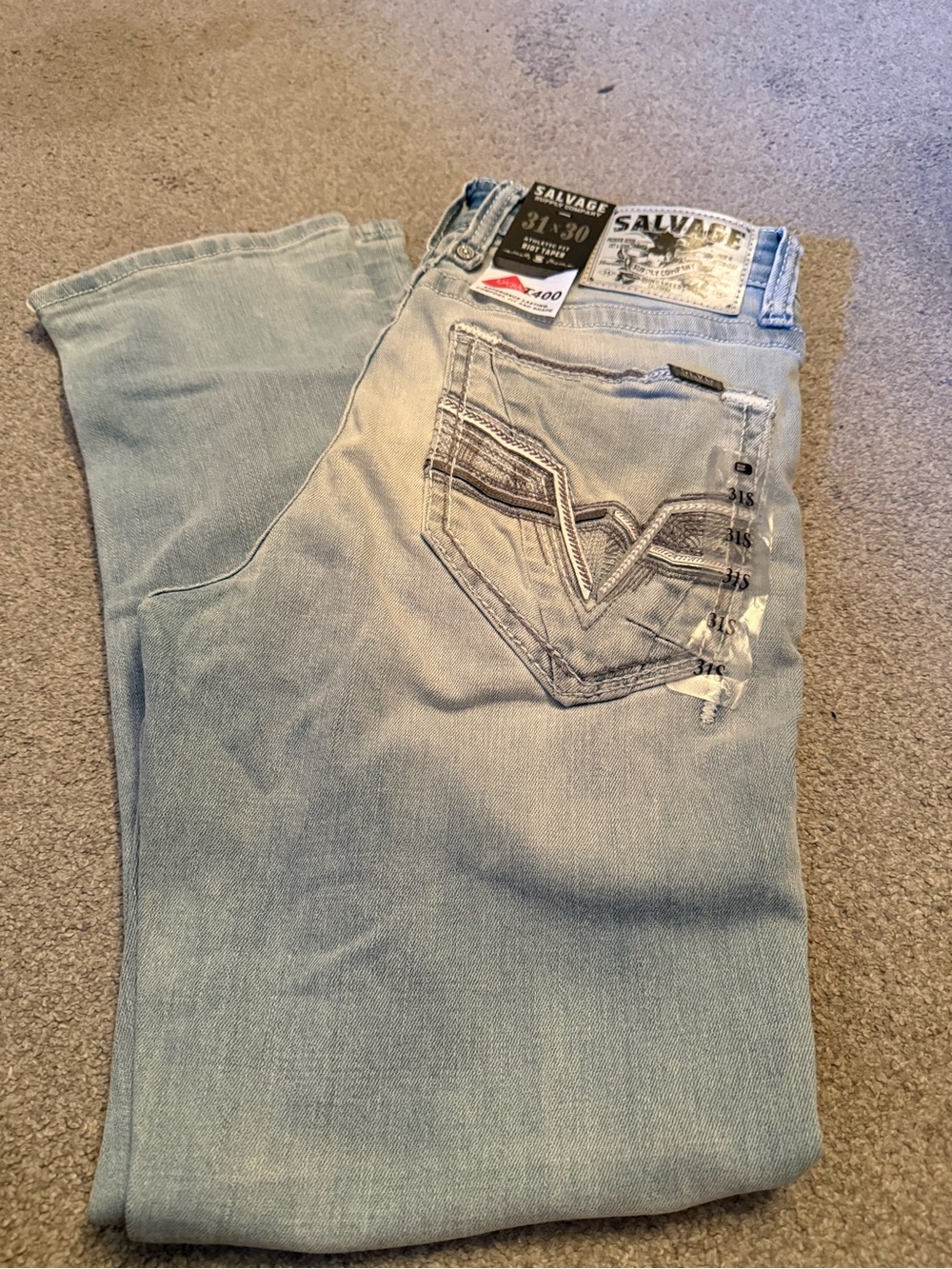 Salvage Light Wash Denim Jeans - Pale Blue